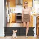 20 Inches Tall Retractable Short Dog Gates for Doorways, Short Pet Gate to Step Over, Extends up to 55" Wide, Step Over Puppy Gates for Stairs Mesh Doggy Gates Small Dog Gate Indoor Outdoor (Black)