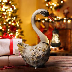 HONGLAND Solar Garden Statue Outdoor Swan Decor Bird Decor Lawn Ornament for Backyard Patio Porch PoolsideWhite