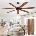72 Inch Ceiling Fan No Light with Remote Control, Brown Ceiling Fans Without Light With 6-Speeds Quiet Reversible DC Motor, Indoor/Outdoor Ceiling Fan with Dual Finish 7 Blades for Patio Living Room