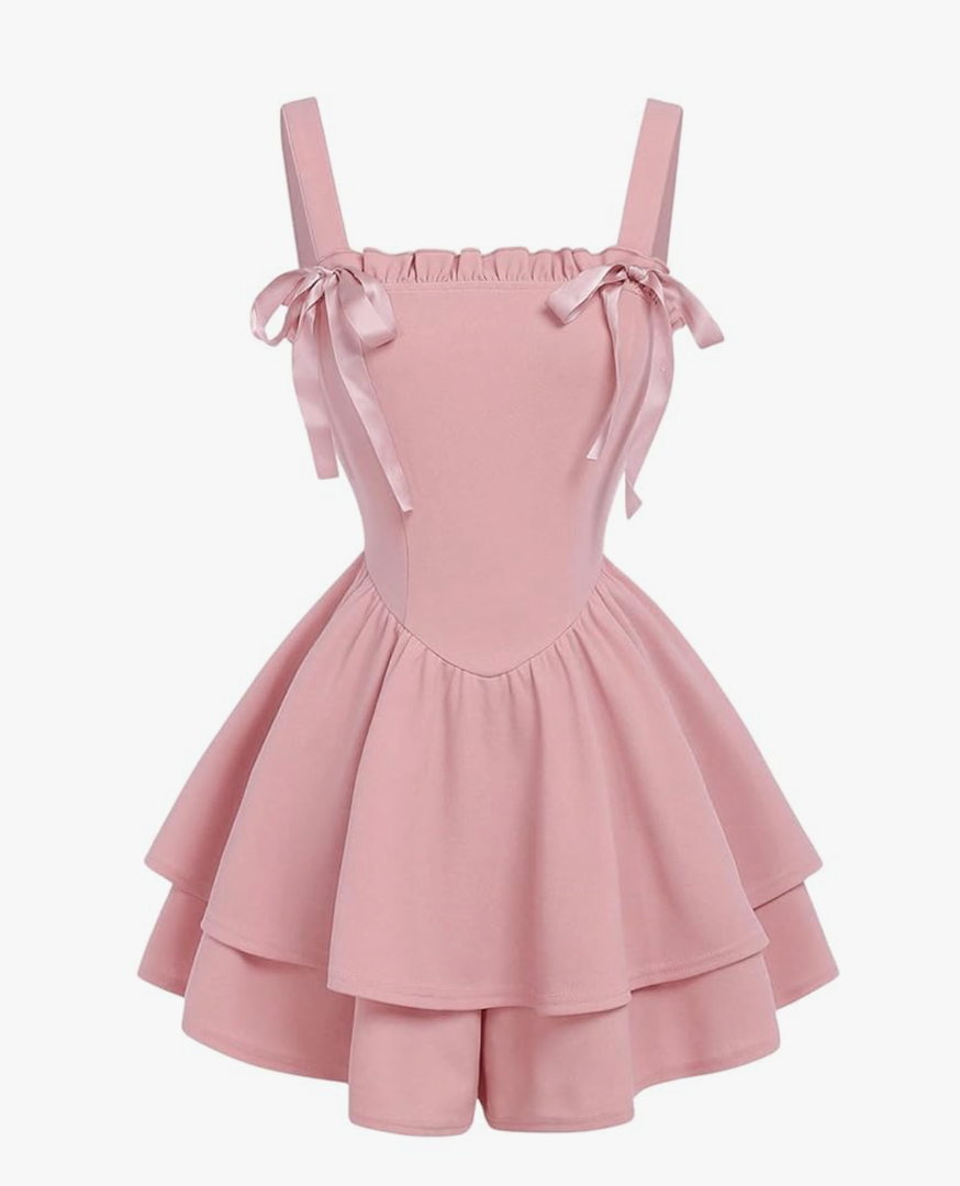 SHENHE Girl's Ruffle Hem Layered Sleeveless Dress Bow Cute Flare Short Dresses Size 13Y