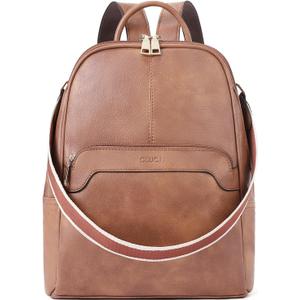 CLUCI Small Backpack for Women, Womens Backpack PU Backpack Purse for Women Leather Convertible Travel Backpack Shoulder Bags (Brown)