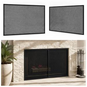Zonon 2 Pack 24 x 36in Perforated Aluminium Expanded Metal Grilles Sheet Flattened Grate Screen/Fence Wire/Privacy Fence/Screen Door Mesh, Wall, Fireplace Flue, Vent Screens, DIY (Round Hole, Black)