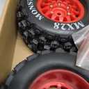 2.8" RC Tires with 12mm/14mm Hex Adapter 1/10 Scale RC Truck Tires RC Wheels and Tires Set for Traxxas Arrma Rustler Stampede 4PCS (Red) - Not Glued