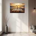 ZXHYWYM Christian Pictures Jesus Wall Art Bible and Cross Painting Sunrise Landscape Canvas Prints Religious Spirit Scripture Poster Living Room Office Decor (16" x 24"), 24L" x 16W"