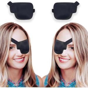 Eye Patches for Adults and Kids, 2 Pcs 3D Eye Patch Black Adjustable Medical Eyepatch for Lazy Eye Amblyopia Strabismus and After Surgery (Right & Left Eye - Black, 1 Count (Pack of 2)