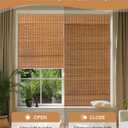 24''W X 72'''H Cordless Bamboo Roman Shades for Interior Windows, Roll Up Bamboo Blinds with Valance, Light Filtering, Easy to Install, Brown
