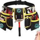 Tool Belt with 27 Pockets and 3 Magnetic Zones, Freely-Combinable, Heavy-Duty yet Lightweight Tool Pouch & Tool Belts for Men: Electricians, Carpenters,DIYersA Great Gift Fathers and Husbands(Yellow)