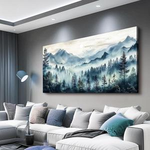 Canvas Wall Art for Living Room Wall Decor for Bedroom Office Wall Decoration Foggy Forest Painting Artwork Room Aesthetic Home Decor 20x40 in (40L" x 20W")