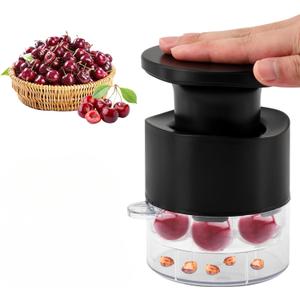 7-in-1 Cherry Pitter Tool  Quick-Release Multi-Cherry Stoner with Splatter Protector, Perfect for Jams, Pies & Cherry Dishes (White)