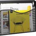 Single Pocket Wall File Holder, Mesh Hanging File Folder Paper Organizer, Vertical Wall Mounted Mail Basket, Storage Organization Magazine Rack for Office, Home and School, Black