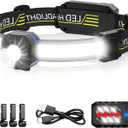 LED Headlamp, 1000lumens 230 Widebeam Headlight, USB Rechargeable HeadLamp with Red Taillight, Lightweight Waterproof Headband Light for Camping Running Hiking, Hard Hat Headlamp