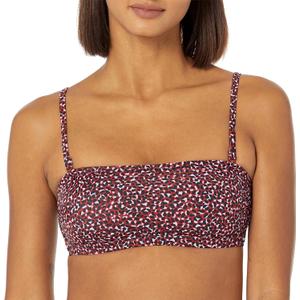 Amazon Essentials Women's Bandeau Swim Top (XX-Large, Brick Red Leopard)