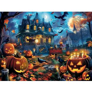 Nattork Jigsaw Puzzle 1000 Pieces for Adults, Halloween Haunted House, Challenging Adult Puzzles for Halloween Decor & Gift