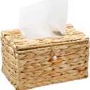 AuldHome Design Water Hyacinth Dryer Sheet Dispenser (Natural); Woven Fabric Softener Sheet Holder for Laundry Room