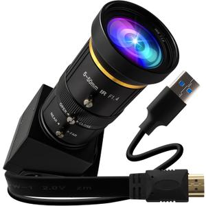 ELP 4K 60fps USB3.0 Webcam - HDMI & USB Output, Dual Display, Manual Zoom, 10x Zoom, High Speed, H.264, 5-50mm Lens