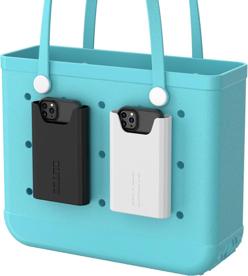OUTXE 2 Pack Bogg Bag Phone Holder Compatible with All Bogg Bags, Silicone Cell Phone Holder Accessories for Bogg Bag, Black and White Phone Case Holder Insert for Simply Southern