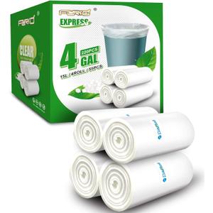 FORID Clear Small Trash Bags, 4 Gallon Garbage Bags, Wastebasket Bin Liners 220 Count Plastic Trash Bags for Bathroom Bedroom Office Garbage Can 15 Liters - Durable & Thick Trash Bag