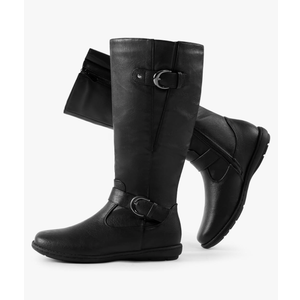 DREAM PAIRS Women's Wide Calf Knee High Faux Fur-Lined Flat Fashion Winter Boots with Side Zipper, Size 10