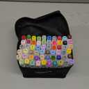 AnyMark Alcohol Markers, 60 Colors Dual Tip Art Coloring Markers Set for Kids Adult Book Drawing Sketching Painting, Chisel & Fine, White Penholder