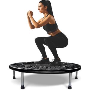 BCAN 38" Foldable Mini Trampoline Fitness Trampoline with Safety Pad, Rebounder Exercise Trampoline for Adults Indoor/Garden Workout, Max Load 300lbs/440lbs