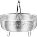 Food Grade Stainless Steel Steamer with Carrying Handle and Three-Legged Stand, Multi-functional Home Steamer and Drainer SUS304 Stainless Steel, Essential for Kitchen Cooking (8.7in)