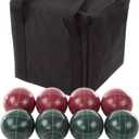 Bocce Ball Set Regulation Size - Lawn Game for Backyard or Beach - Includes Red and Green Bocce Balls, Pallino, and Carrying Case by Trademark Games