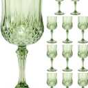 12PCS Sage Green Plastic Wine Glasses 7oz Acrylic Goblets, 2.7 x 6.7 inches