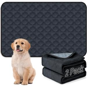 FunFurry Washable Pee Pads for Dogs - 2 Pack Reusable Pee PadsWaterproof Puppy PadsPet Training PadsSuper Absorbent with Dog Paw Shape Non-Slip Backing (Dark Grey, 24" X 36" - 2 Pack)