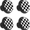 4 Pack Cabinet Knobs Black White Checkered Drawer Pulls Crystal Glass Round Knobs Handles for Dressers Drawer Bathroom Kitchen Cupboards Wardrobes Hardware Furniture Knobs