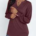 AUTOMET Long Sleeve Shirts Womens Tops Henley Dressy Casual Blouses Fall Outfits 2025 Trendy Loose Fit Comfy Winter Clothes (Red, S)