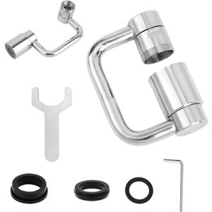 Universal 1440 U Shaped Faucet Extender, with 2 Adjustable Spray Modes 1080 Rotating Faucet Extender Aerator Extension for Kitchen & Bathroom Tap Sink (Silver)