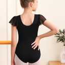 Girls Dance Leotard For Ballet Mesh Tank Dancewear,Mesh Splicing,Water Drop Hollow Back,Full Front Lining (6-8 Years, Black-03)