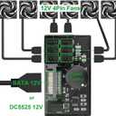 4 Pin 12V PWM Fan Controller 6 Fans Supported , PC Fan Adapter Hub Powered by SATA and DC 5525, Cooling Fan Speed Knob with Max Total 60W 5A Output