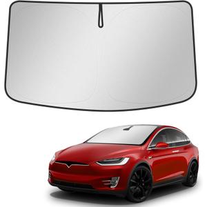 BASENOR Upgraded Sunshade for Tesla Model X Windshield Sunshade Folding Sun Visor Protector Sun Shade Cover with a Storage Bag Fit Model X 2021-2025