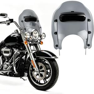 Motorcycle Windshield 16" Thick Adjustable Vented Windshield With Bracket Kit, Fits Harley 1994-Later Road King FLHRC/I,FLHR/I and FLHRXS Replacement Parts and FLSTN Models (Smoked & Black Bracket)