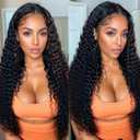 VibeFusion Kinky Curly Wig Human Hair 13x4 HD Lace Front Wig 200% Density Pre-Plucked Pre-Cut 18 Inch Brazilian Virgin Hair Wigs for Women
