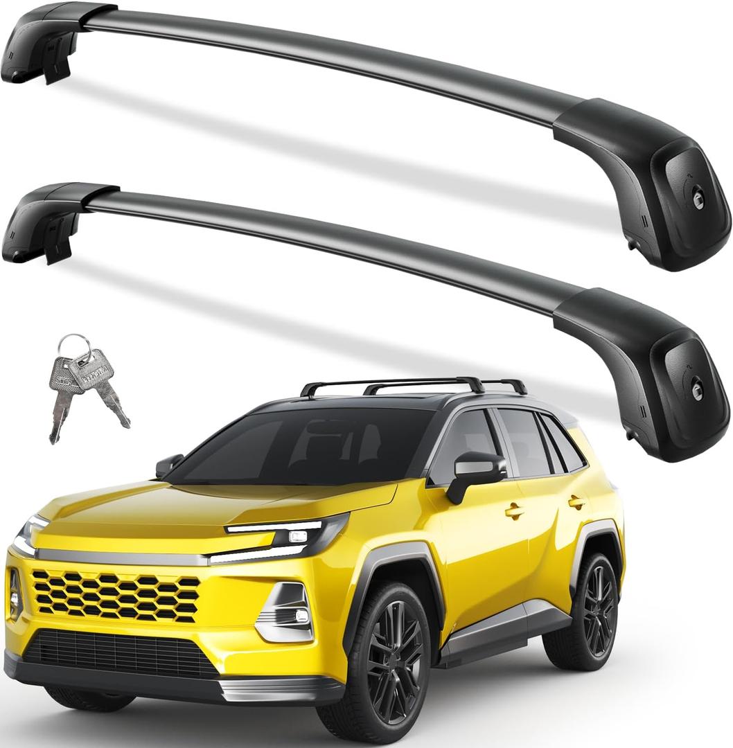 Wonderdriver 330lbs Lockable Roof Rack Cross Bars for 2026 Toyota RAV4 | Heavy Duty Aluminum Lockable Roof Rails Crossbars Black Bike Kayak Snowboard Rooftop Cargo Carrier Luggage Road Trips