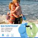 Waterproof Bracelet Compatible with Airtag (1st & 2nd Gen) for Kid, 2 Pack Soft Silicone Hidden Wristband, Lightweight Watch Band Compatible with Apple Air Tag for Child, Grow in Dark Blue & Green