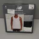 New Balance Men's Cotton Performance Rib Tank Top (Pack of 4) (Large, White/Light Heather Grey/Black/White)