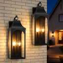 22-Inch 3-Light Outdoor Porch Wall Lantern, Black Exterior Light