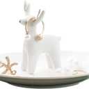 LUNCHS Deer Shape Trinket Dish White Ceramic Ring Dish Storage Rings Earrings Necklaces Give Holiday Gifts to Friends, Daughters, Mothers Jewelry Dish