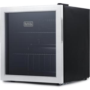 BLACK+DECKER 1.7 Cu. Ft. Beverage Cooler, Beverage Fridge with Double Pane Glass Door, Drink Fridge and Beverage Refrigerator with 63-Can Capacity for Home Bar, Home Office and More