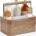 BYUNER Shower Caddy Portable for College: Devided Bathroom Caddy Shower Basket for Dorm with Handle, Plastic Bathroom Counter Organizer Storage Tote Bin for Dorm,Kitchen,Cabinet, Wood Grain