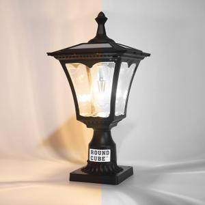 Solar Lamp Post Light Heavy Duty Cast Aluminum Solar Post Light Outdoor Waterproof 300 Lumen Outside Pole Lights for Garden Pillar Lights for Gateway