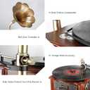 Record Player Retro Turntable All in One Vintage Phonograph Nostalgic Gramophone for LP with Copper Horn, Built-in Speaker 3.5mm Aux-in/USB