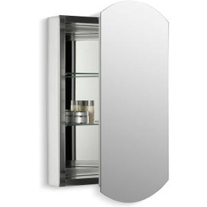 KOHLER 3073-NA Archer 20" W x 31" H Aluminum Single-Door Bathroom Medicine Cabinet with Mirror, Recessed or Surface Mount Bathroom Wall Cabinet, Beveled Edges