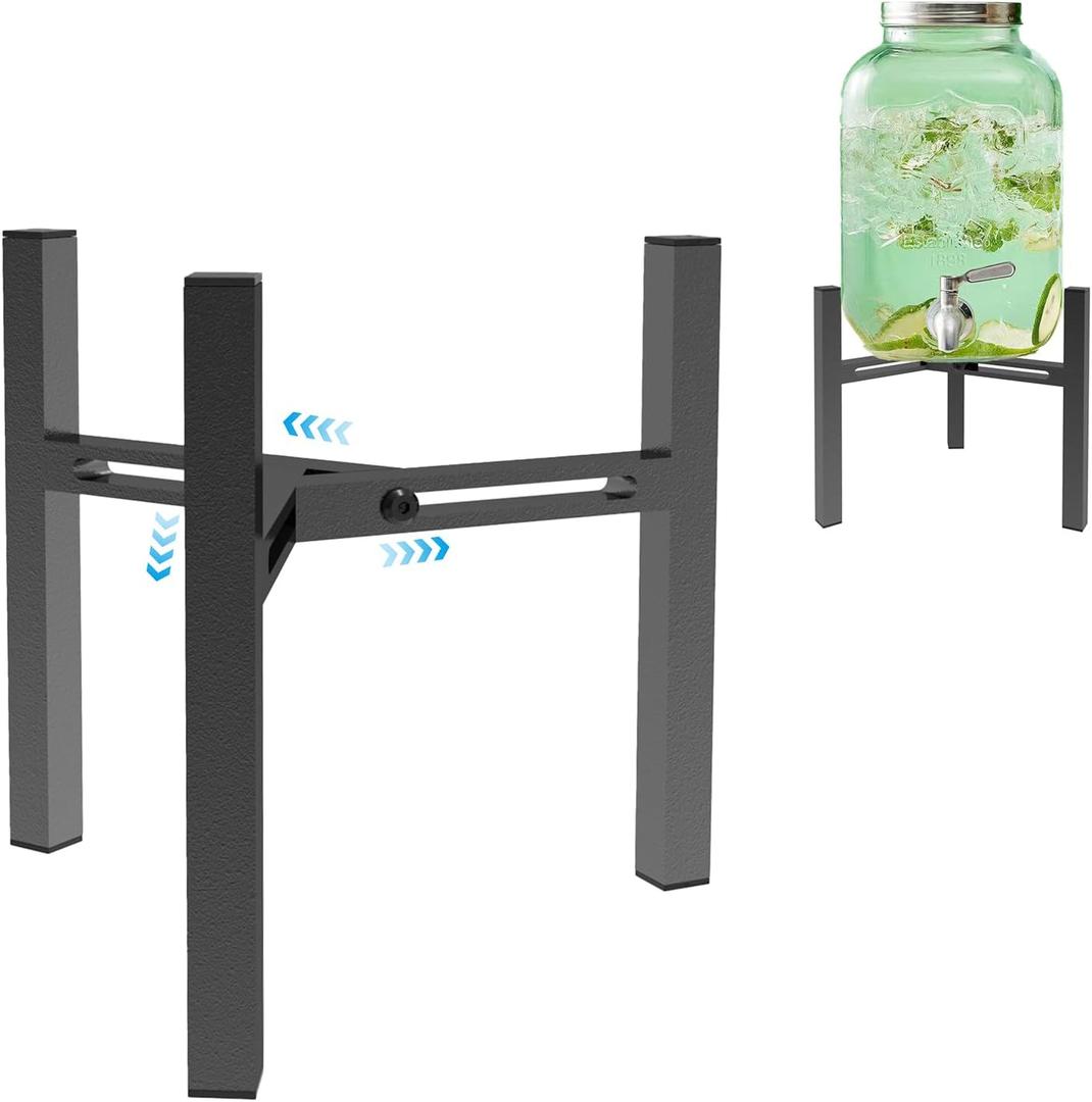 Adjustable Metal Drink Dispenser Stand Holder for 1-1.5 Gallon, Stable Beverage-Dispenser Stand for Indoor Outdoor (Without Drink Dispensers) (Midnight Black) (medium)