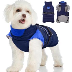 MIGOHI Waterproof Dog Winter Coat - Thick Dog Fleece Jacket with Reflective Strips, Warm Winter Snowsuit Sweater for Small Dogs,Machine Washable,French Bulldog,M,DarkBlue