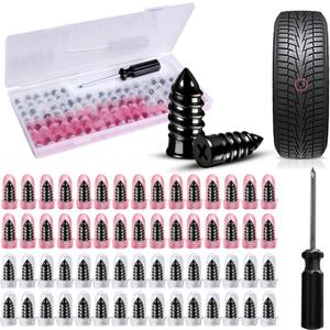 60PCS Tire Repair Rubber Nail Kit Screw-in Tire Plugs with Screwdriver Portable Emergency Puncture Repair Tool for Car Motorcycle Truck and Tractor