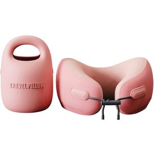 PIXIE MOOD Every Think Travel and Airplane Neck Pillow, Memory Foam, Support, Neck, Head Chin - Soft, Lightweight, Washable, Easy-to-Carry (Pink)